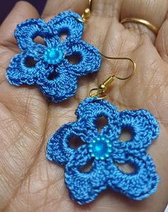 Blue Crochet Earrings