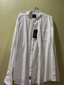 White Chinese Collar Shirt