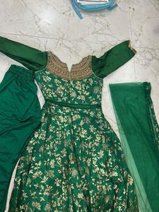 Green Embroidered Anarkali