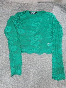 Stylecast Green Lace Long Sleeve Top