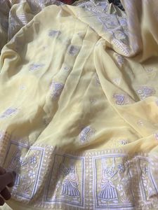 Yellow Embroidered Saree