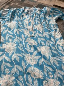 Blue Floral Button-Up Dress