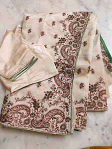 Thread 🧵 Embroidery 🪡 Tissue Silk Saree 🌹✨