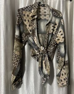 Patterned Tie-Front Top