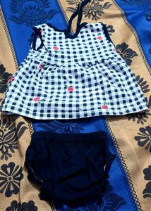 Baby Girl Dress Black &amp; White Checkered 0-3 Month
