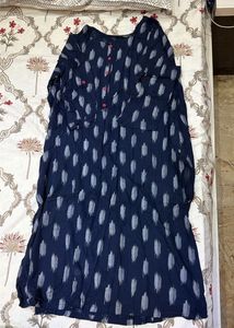Blue Printed Kurta Dress