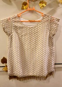Elegant White & Gold Top