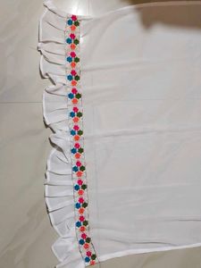 Beautiful White Dupatta With Small Colourful F
