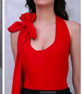 Chic Red bow tie top