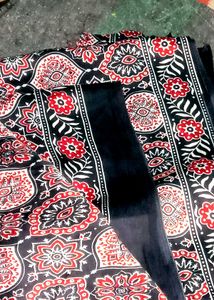 ajrakh print satin silk saree