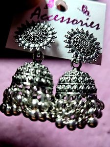 Jhumka Earrings humka Earring Silver Oxidised