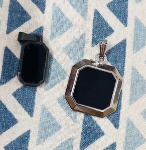 Black Stone Pendants (Set of 2)