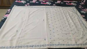 beautiful white sari without blouse piece