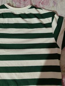 green &amp; White Oversized Top