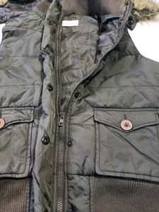 Fur Hooded Padded Vest Size M Winter Jacket