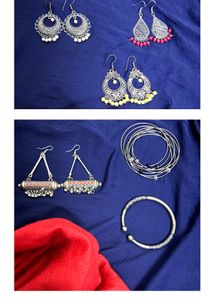 Boho Jewelry Set (4 Pair Earings, Bangles, Cuff)