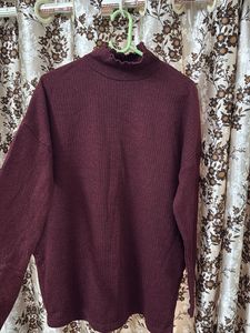 Burgundy Turtleneck Long Sleeve Top
