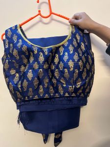 Elegant Navy Blue Satin Saree🧿