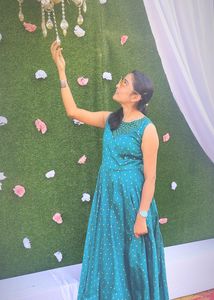 Blue Beautiful Gown!! With Button Work
