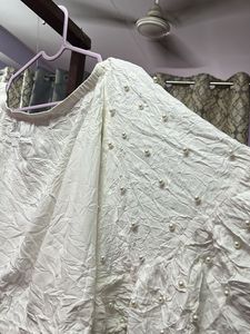 Pearl Sleeved White Top