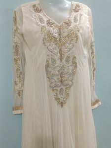 Elegant White &amp; Gold Anarkali