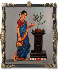 Indian Woman Praying Painting