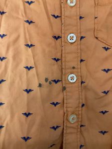 Boys Orange Printed Shirt