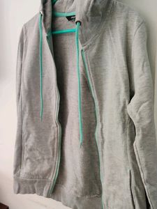 Sweatshirt (Woolen, Grey, Zip Closure)