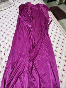Purple Satin &amp; Lace Nightgown