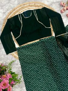 Green Pre-Draped Frilled Saree Design Launch*
