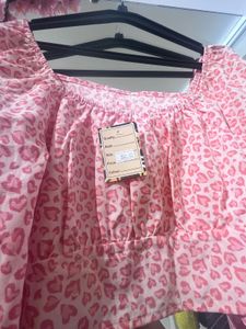 Pink Printed Crop Top