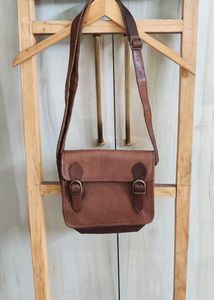 Leather Brown Hanging Bag Size- 9 Inch× 9Inch