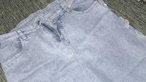 Trendy Light Wash Denim skirt Jeans