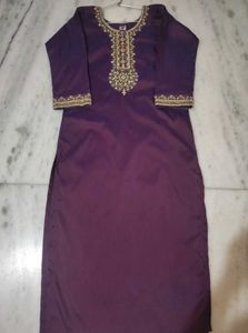 Purple Embroidered Kurti