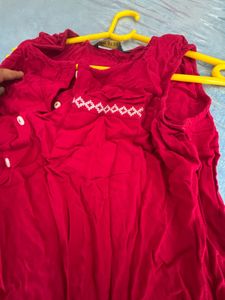 Red Sleeveless Button Down Tunic