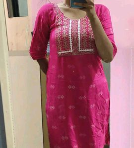 Pink Embroidered Kurta