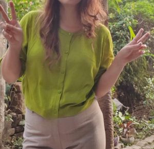 Green Crop Cardigan