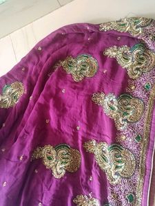 Elegant Purple Embroidered Saree