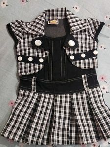 Cotton Black N White Checks Frock