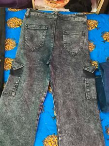 Acid Wash Cargo Jeans