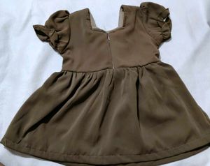 Brown Floral Embroidered Dress