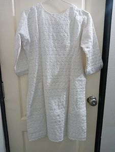 White Chikankaari Short Kurta