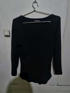 Sassafras Chic Black Cutout Sweetheart Neck Top