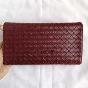 ESTEE LAUDER Burgundy Woven Chain Wallet