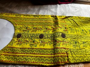 Yellow Printed Kurti