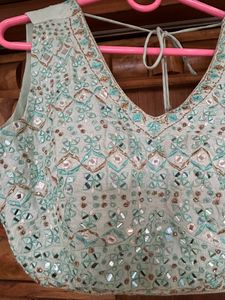 Light See Grean Ghaghra Choli With Shrug