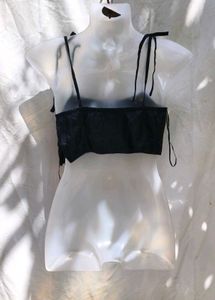 379. Black Tie-Strap Crop Top