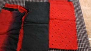 Red &amp; Black Unstitched Suit Set