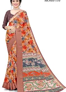 New Brand Digitial Print Tassar Silk Sarees