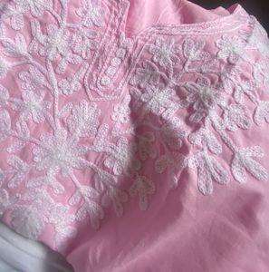 Pink Embroidered Short Kurti💕